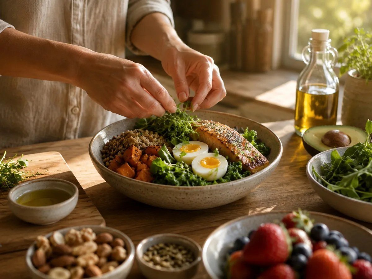 Alimentação: prato com comida de verdade, alimento como cuidado com o corpo